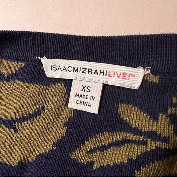 Isaac Mizrahi Live Sweater Womens XS Navy Olive Floral Open Cardigan - Picture 5 of 10